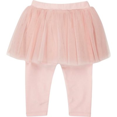 Mini girls pink badge tutu leggings